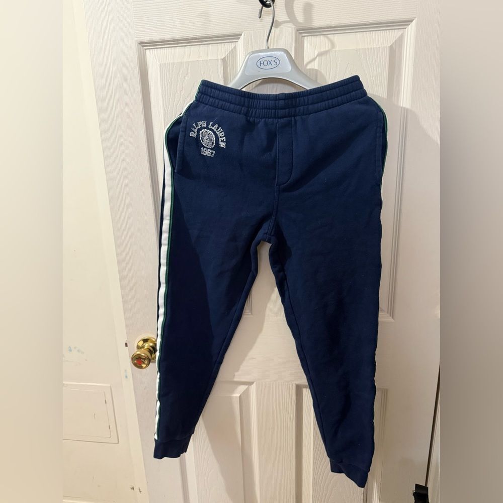 Polo Ralph Lauren Big Boy Logo Fleece Jogger Pant Size L Used - Picture 2 of 8